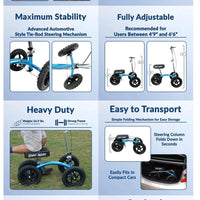 KneeRover® QUAD All Terrain Knee Scooter – Metallic Blue