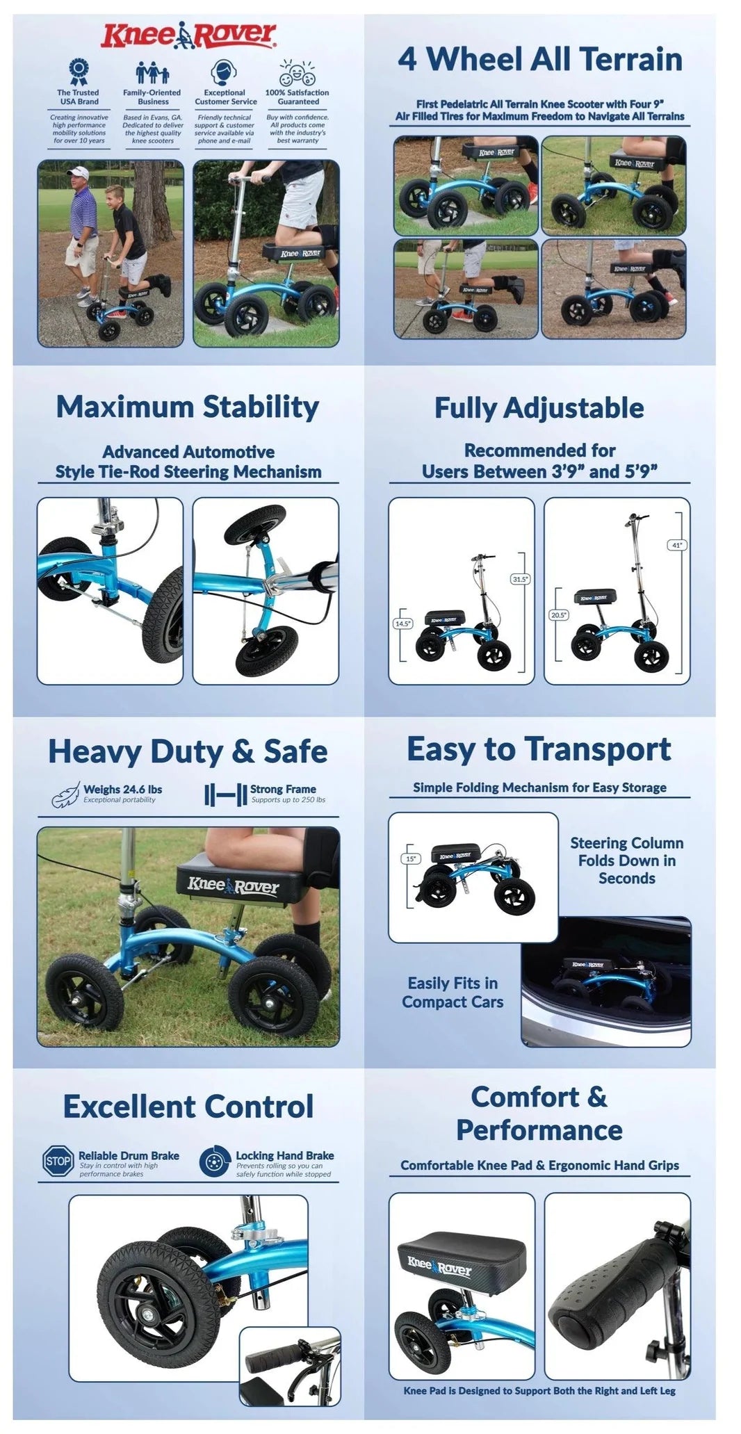 KneeRover® Pediatric Jr QUAD All Terrain Knee Walker