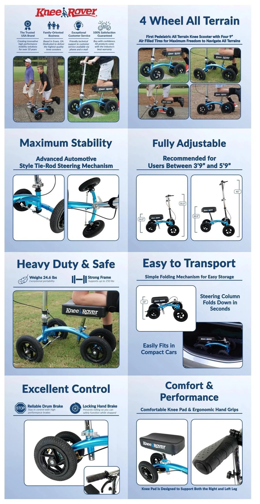 KneeRover® Pediatric Jr QUAD All Terrain Knee Walker
